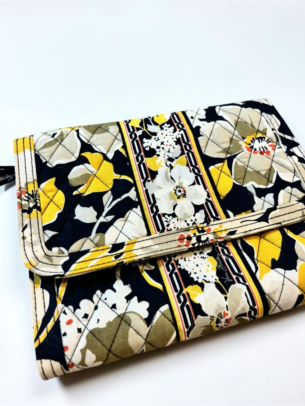 Vera Bradley Dogwood Retired Jewelry Folio Travel Organizer Case Yellow Black